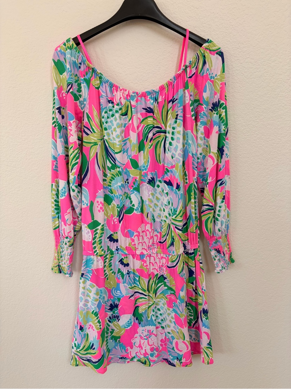 Lilly Pulitzer Pink Multicolor Tropical Off-Shoulder Romper